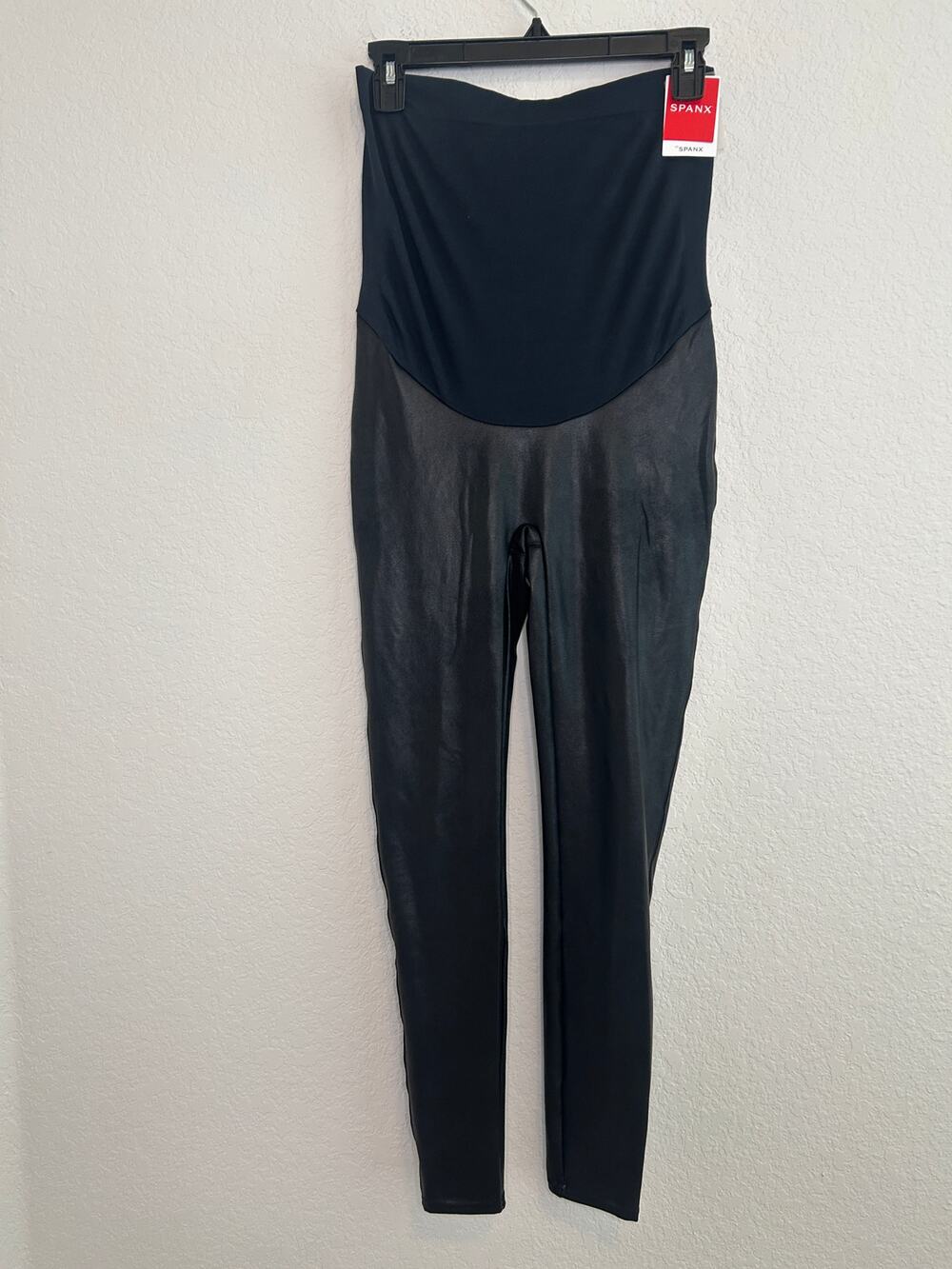 Spanx Mama Maternity Faux Leather Leggings Black Sz L